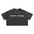 Iron Tribe Women’s Snow Washed Crop Top – Iron Sharpens Iron Gym Shirt