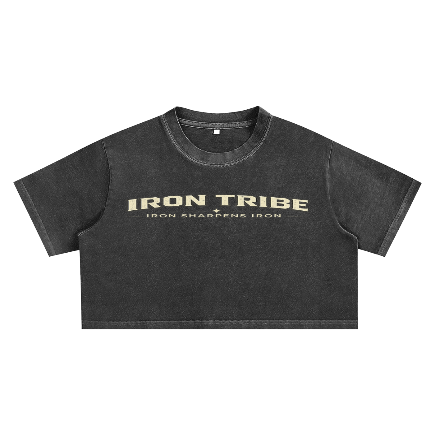 Iron Tribe Women’s Snow Washed Crop Top – Iron Sharpens Iron Gym Shirt