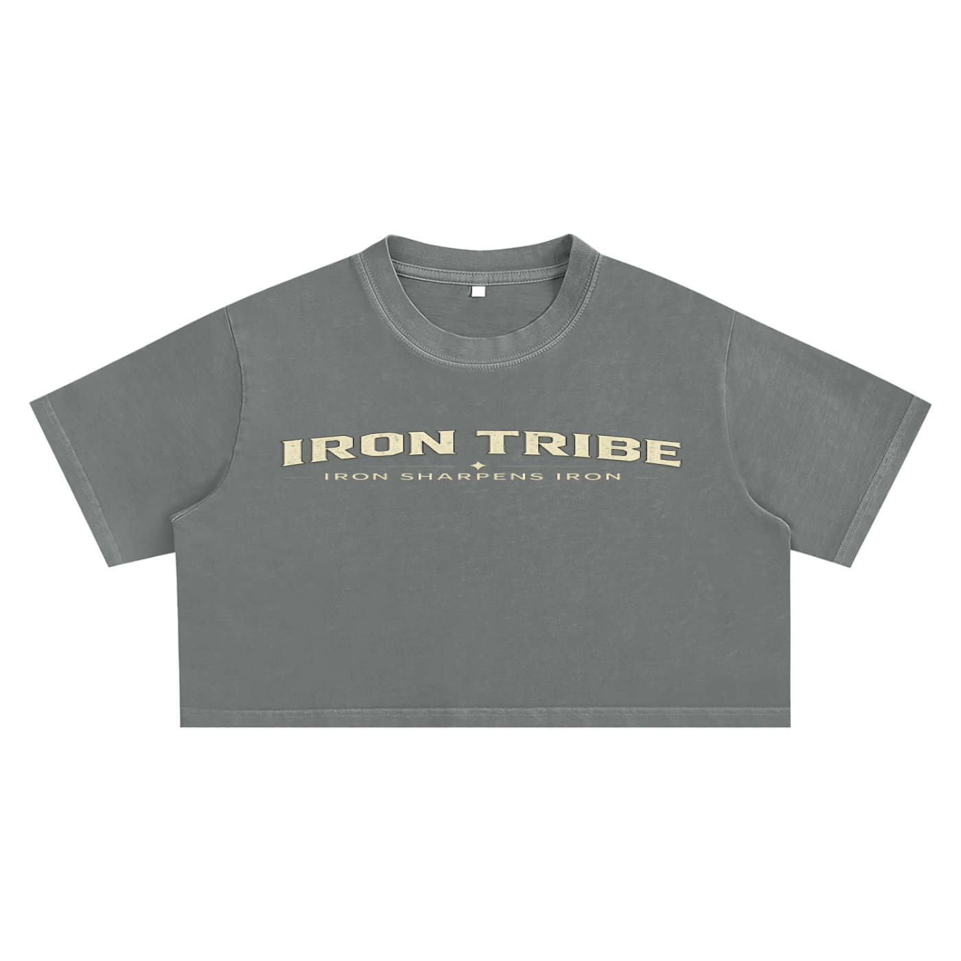 Iron Tribe Women’s Snow Washed Crop Top – Iron Sharpens Iron Gym Shirt